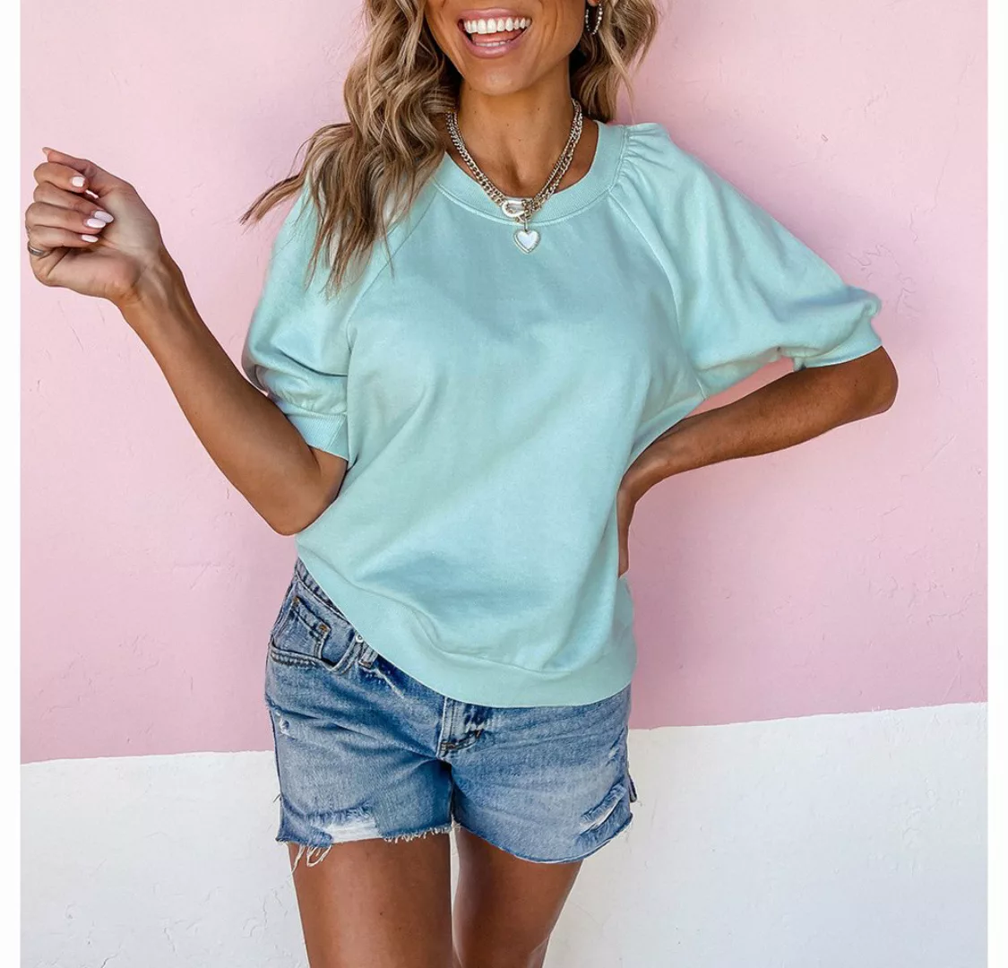 RUZU UG T-Shirt Sweatshirt Kurzarmbluse Modisches einfarbiges lässiges Dame günstig online kaufen