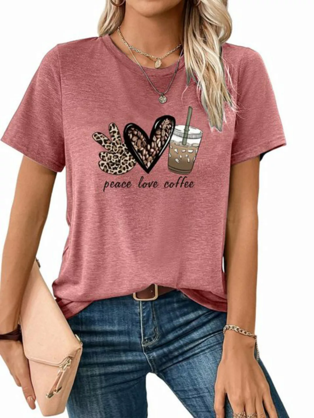 PYL T-Shirt Damen Farbe Sommer Casual Elastizität T-Shirt mit Print Tee günstig online kaufen