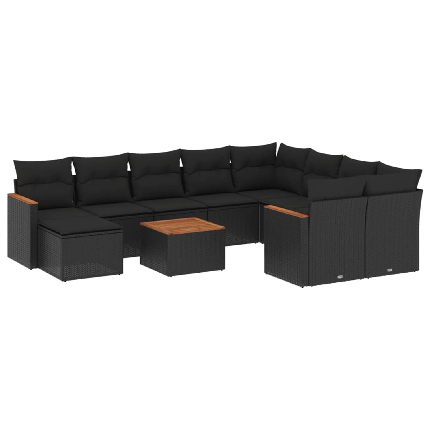 vidaXL 11-Tlg Garten-Sofagarnitur mit Kissen Schwarz Poly Rattan 3258961 günstig online kaufen