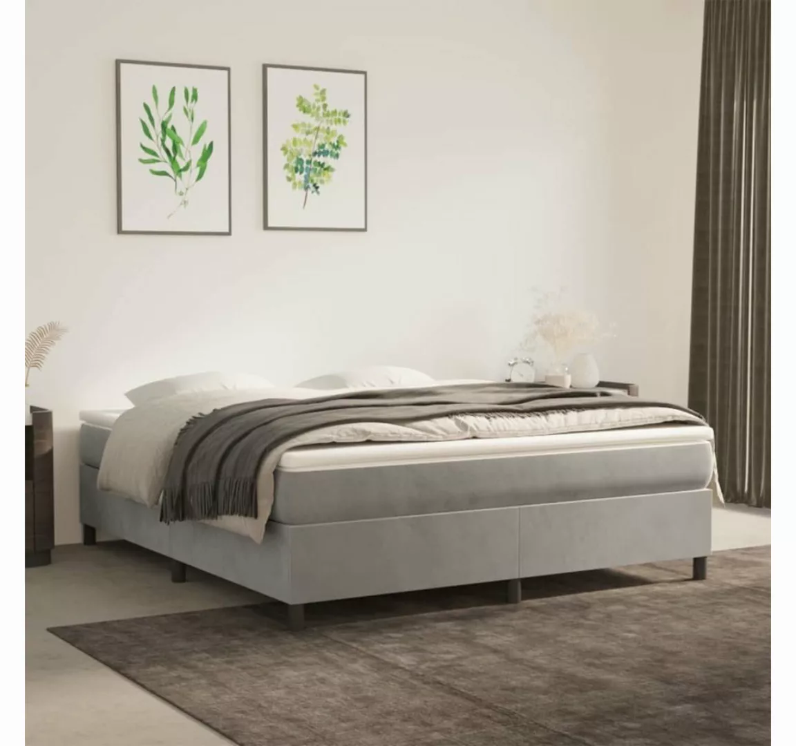 furnicato Bett Boxspringbett mit Matratze Hellgrau 180x200 cm Samt günstig online kaufen