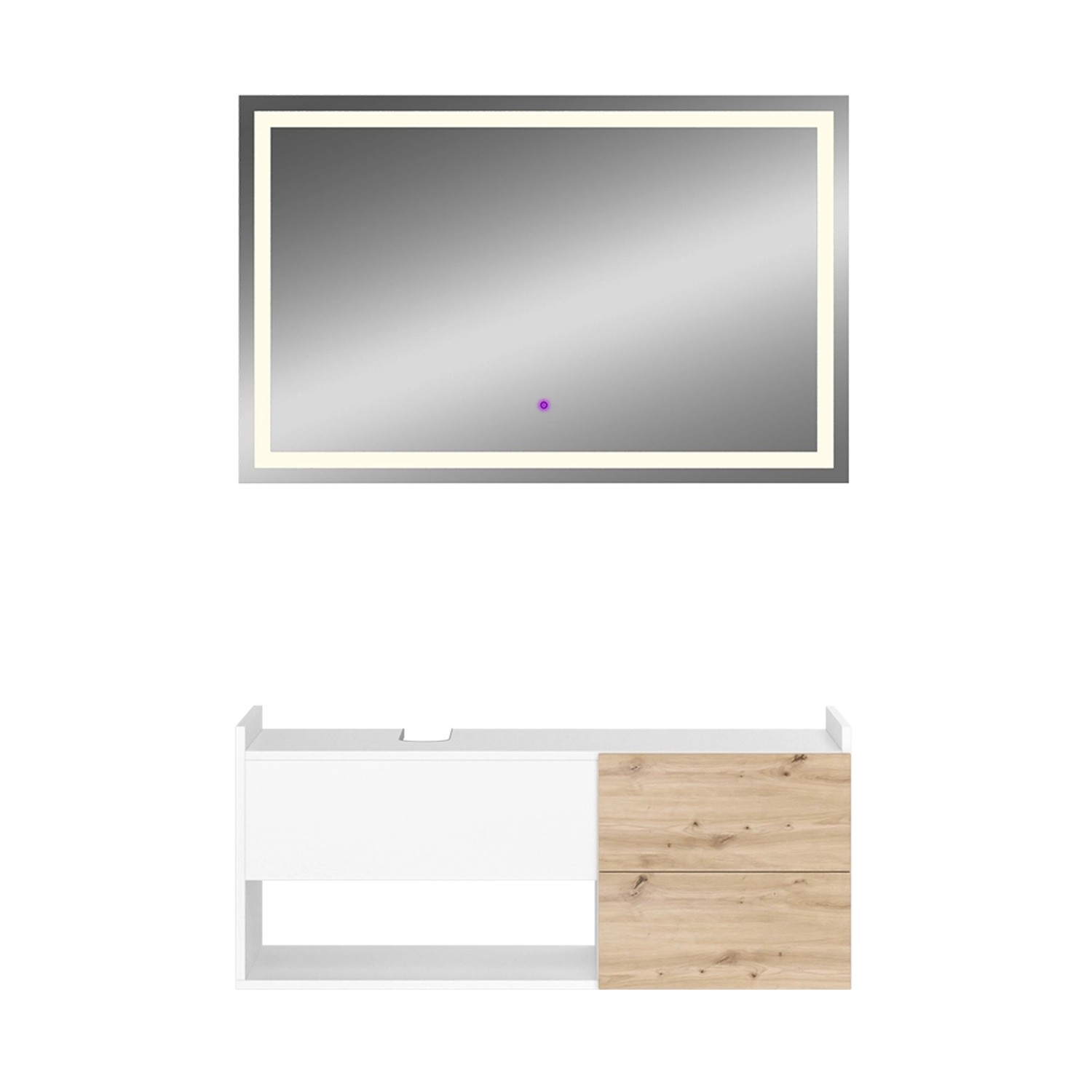 Vicco Badmöbel-Set Alf Weiß/Eiche 2 Teile günstig online kaufen