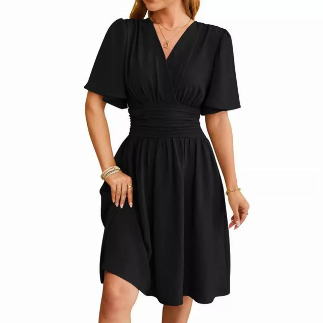 B.X A-Linien-Kleid Formelle Kleider für Damen, Wickel V-Ausschnitt, kurze Ä günstig online kaufen