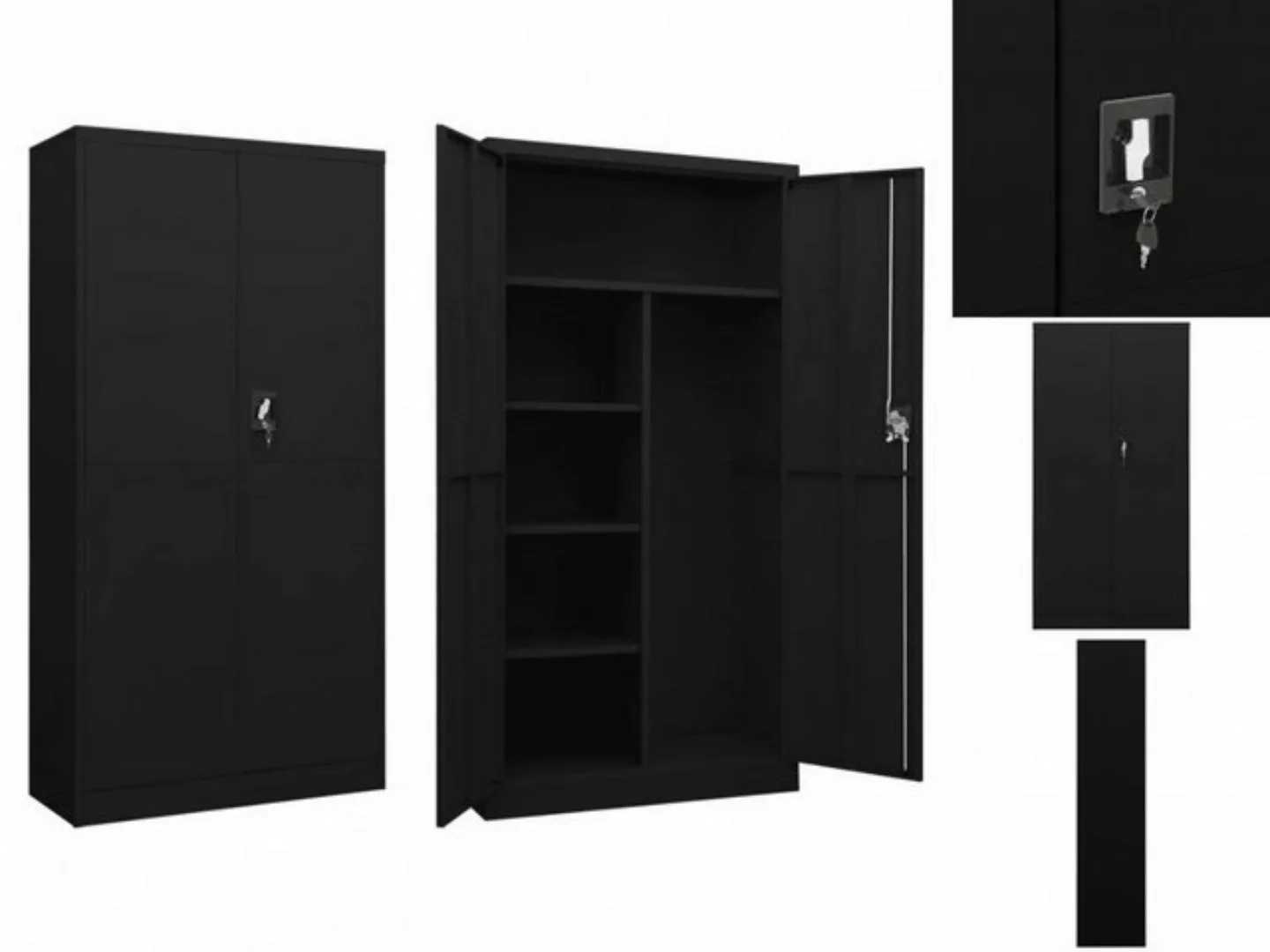 vidaXL Spind Schließfachschrank Schwarz 90x40x180 cm Stahl günstig online kaufen