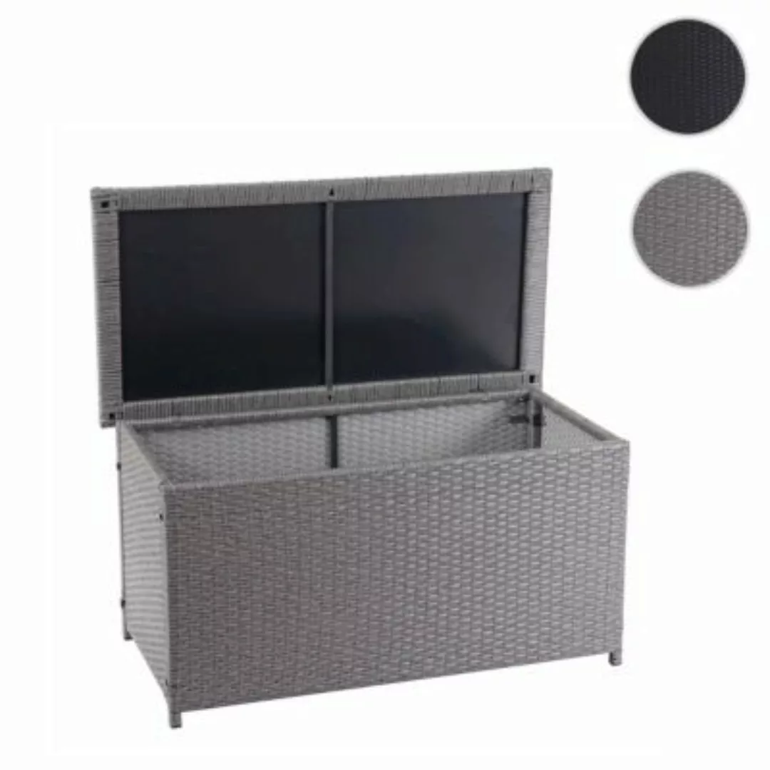 HWC Mendler Poly-Rattan Kissenbox Truhe Basic grau 51x100x50cm 170l günstig online kaufen