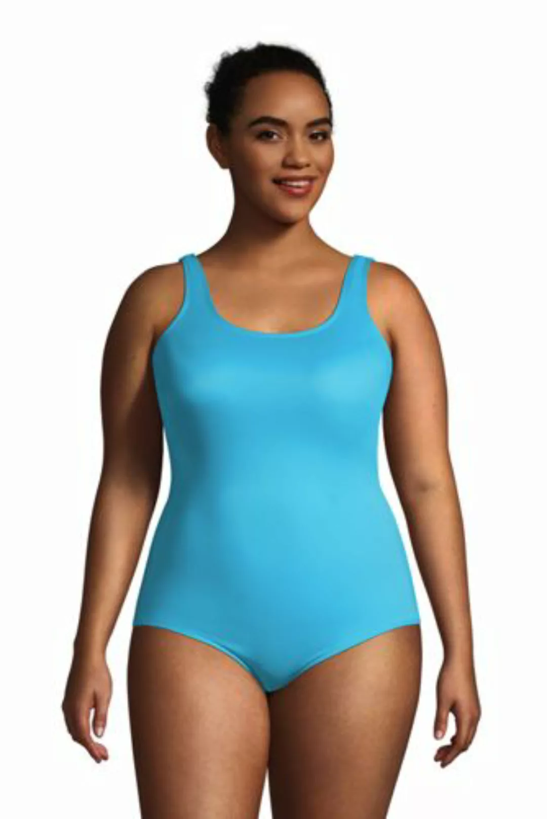 Komfort-Badeanzug CHLORRESISTENT mit Soft Cups, Damen, Größe: M Lang, Blau, günstig online kaufen
