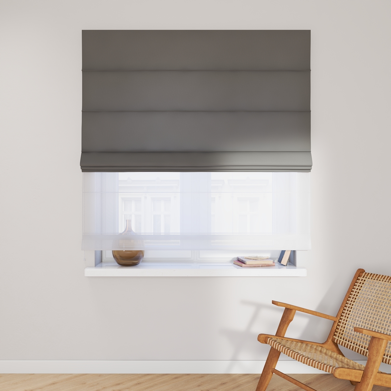 Dekoria Doppelraffrollo Duo, grau, 110 x 150 cm günstig online kaufen