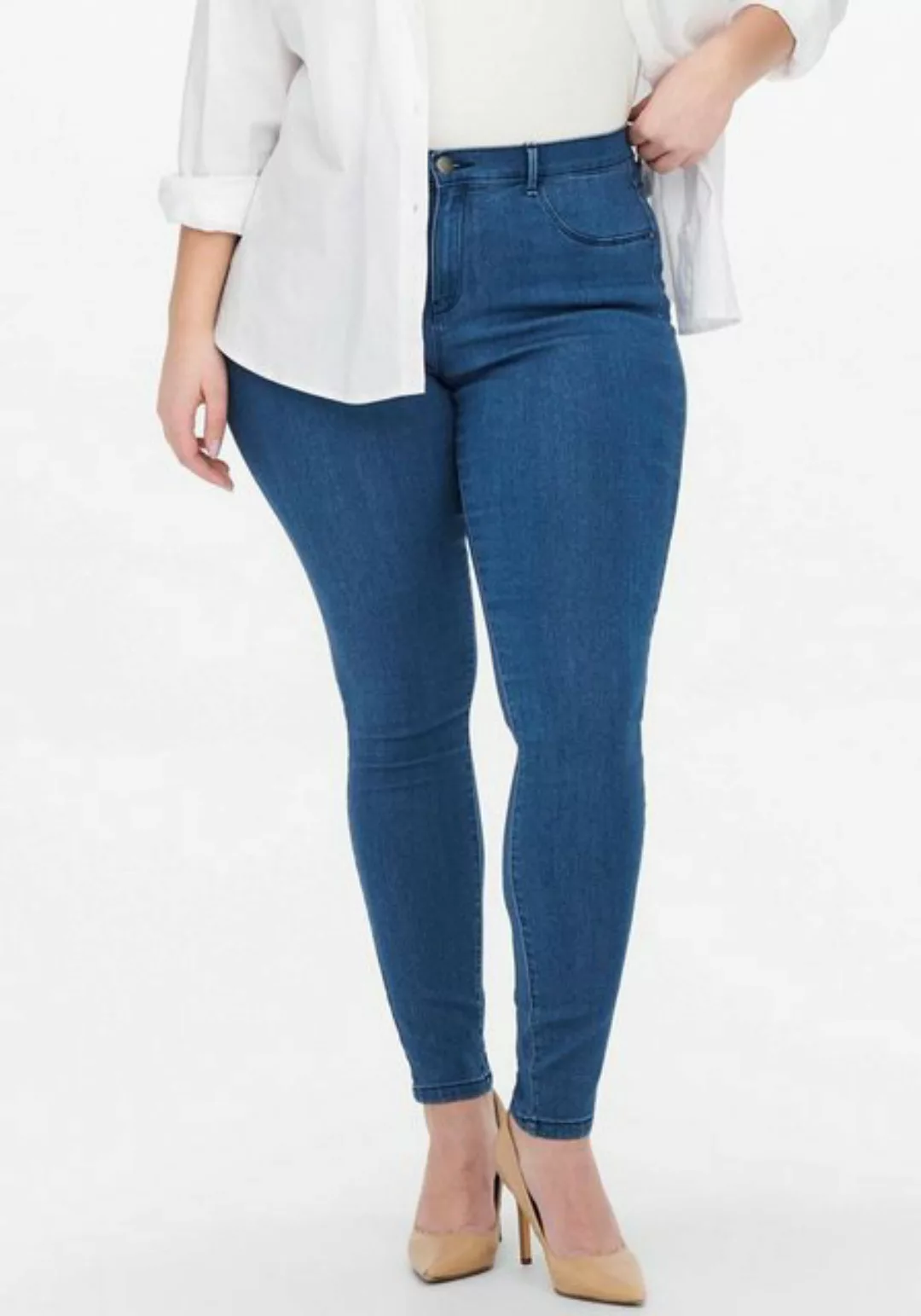 Carmakoma by Only Damen Jeans CARTHUNDER PUSH UP - Skinny Fit - Blau - Medi günstig online kaufen