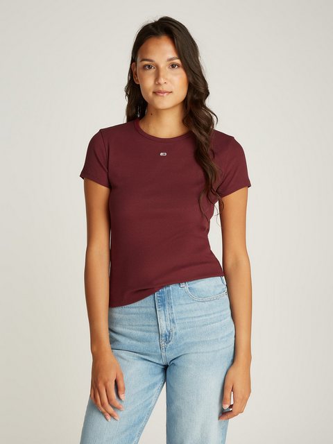 Tommy Jeans T-Shirt Slim Essential Rib Shirt, Rippshirt Rundhalsshirt in Ri günstig online kaufen