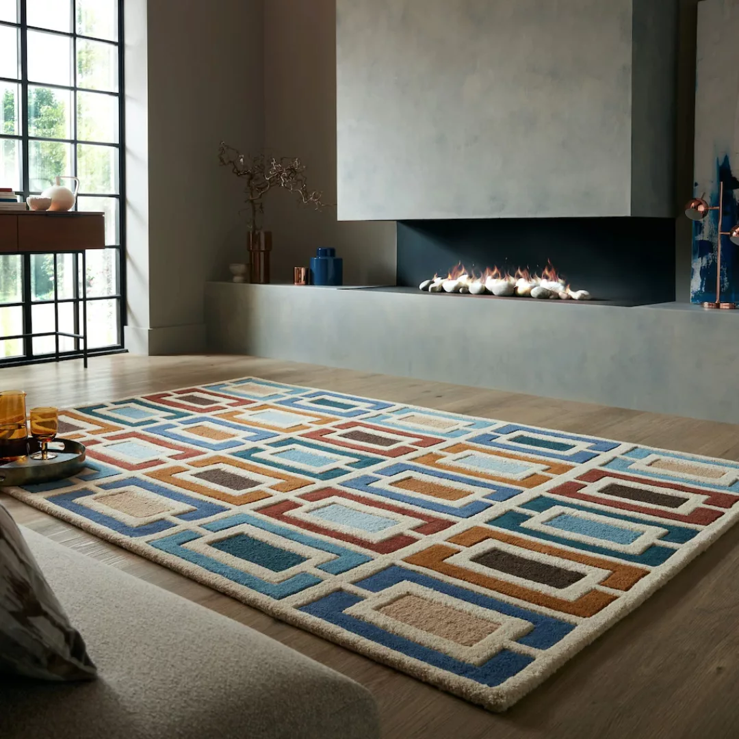 FLAIR RUGS Wollteppich »Retro Blocks«, rechteckig, 10 mm Höhe, Retro Blocks günstig online kaufen