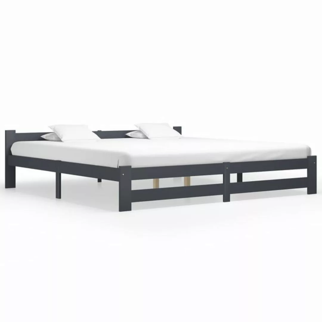 furnicato Bett Massivholzbett Dunkelgrau Kiefer 200x200 cm günstig online kaufen