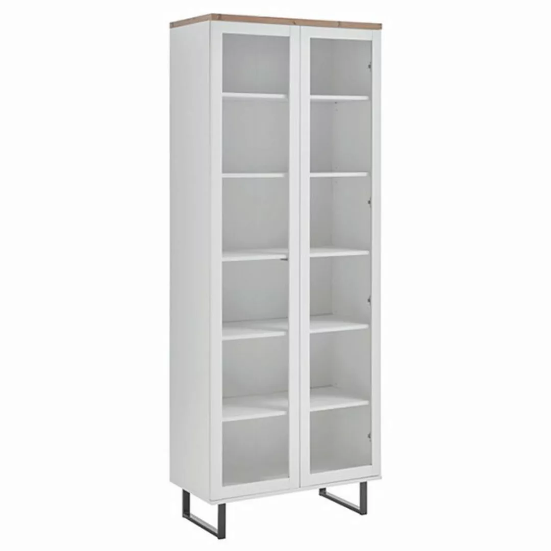 ebuy24 Vitrine Anna Vitrinenschrank 2 Türen weiß Eiche Dekor. günstig online kaufen