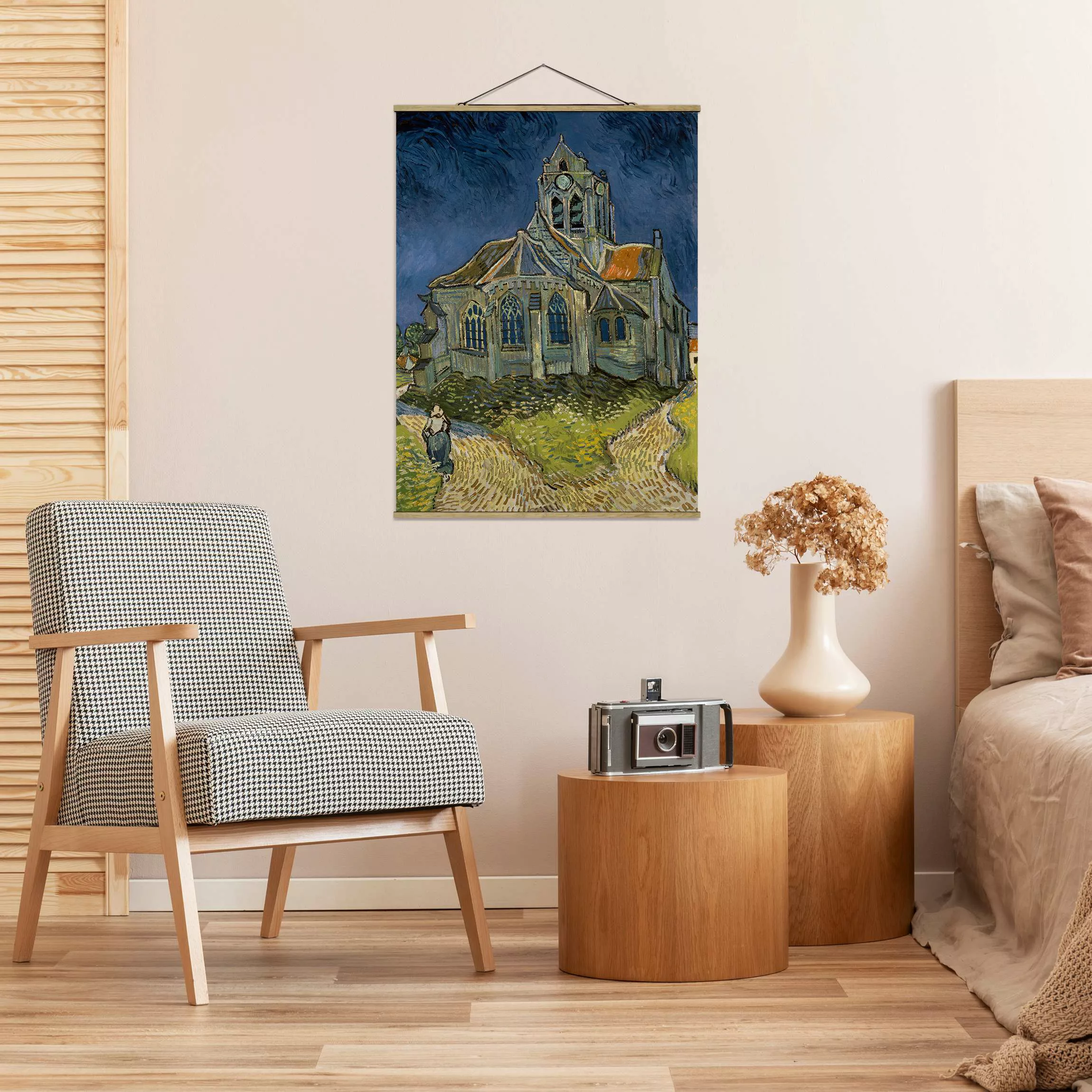 Stoffbild Kunstdruck mit Posterleisten - Hochformat Vincent van Gogh - Kirc günstig online kaufen