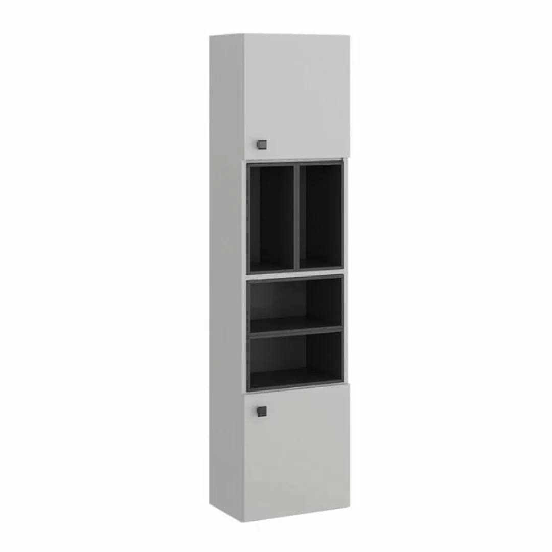 Vicco Hochschrank Gerta, Grau/Schwarz, 37.5 x 150 cm mit Tür und offenen Fä günstig online kaufen