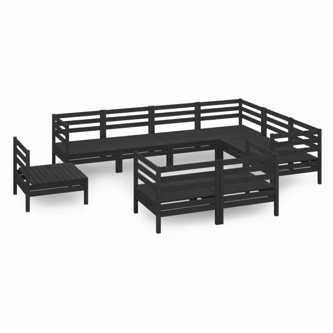 9-tlg. Garten-lounge-set Massivholz Kiefer Schwarz günstig online kaufen