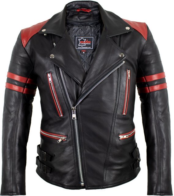 MDM Motorradjacke Herren Retro Lederjacke Motorrad Jacke in Schwarz mit Pro günstig online kaufen