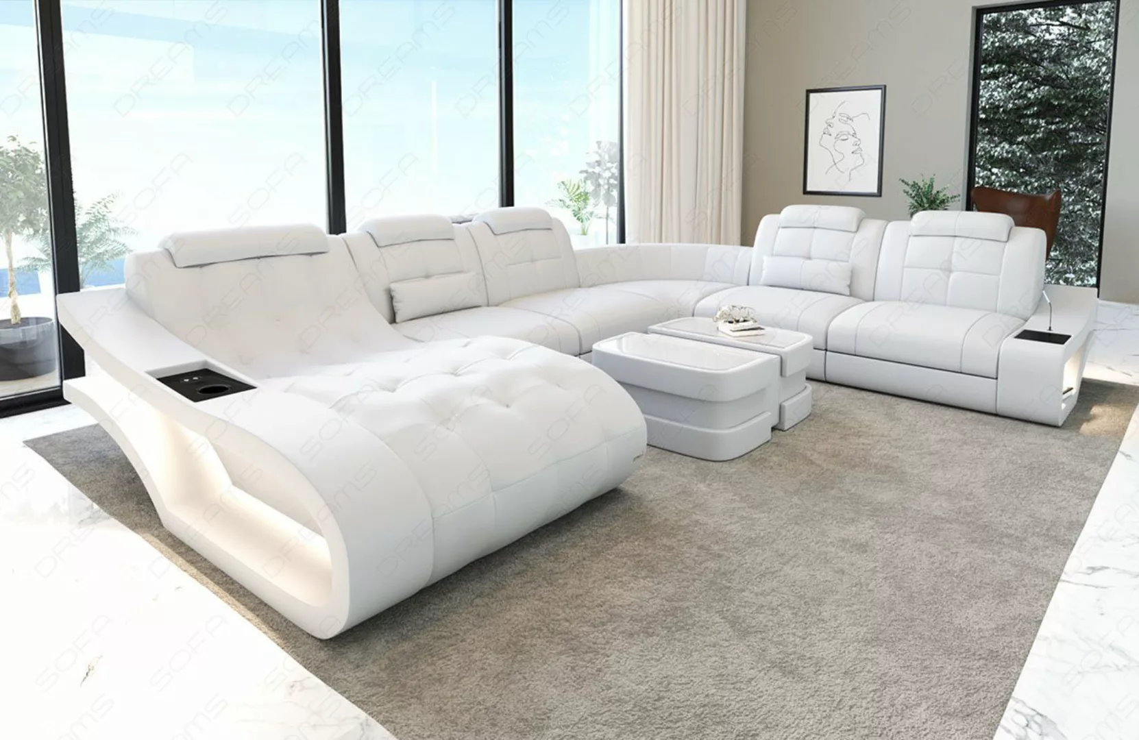 Sofa Dreams Wohnlandschaft Leder Sofa Elegante XXL Form Ledersofa Couch, wa günstig online kaufen