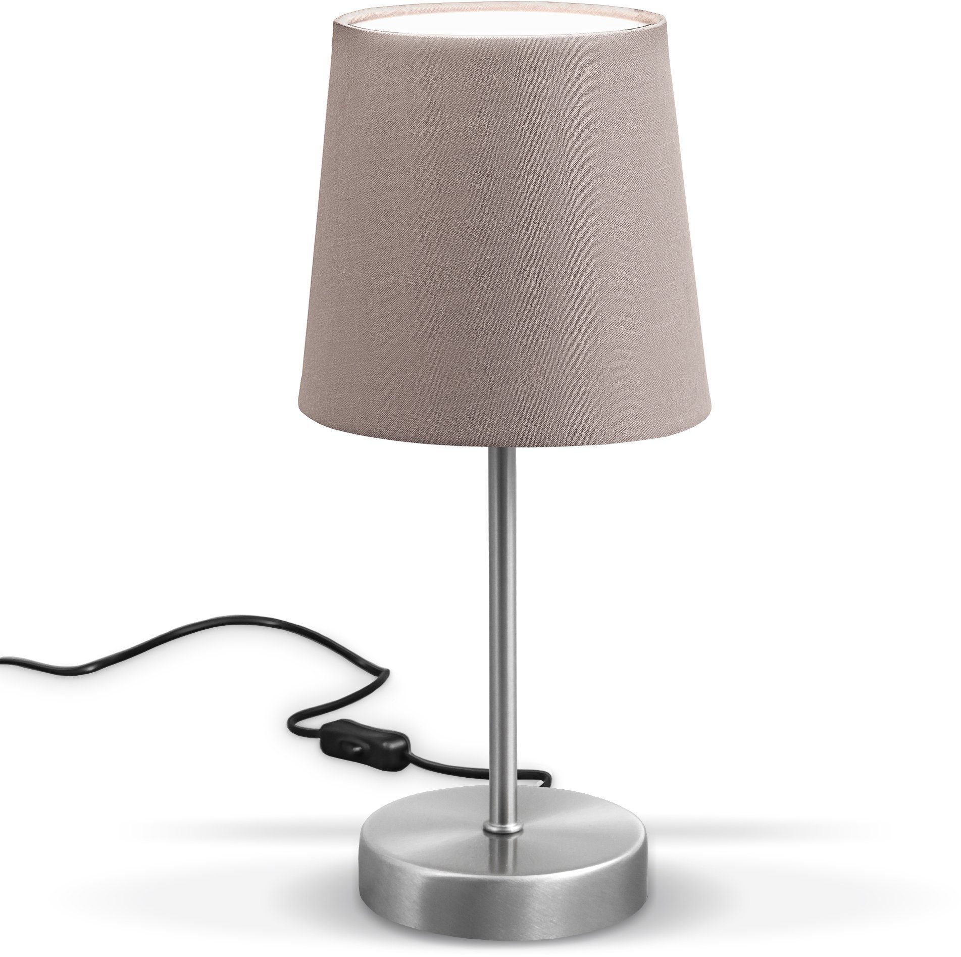 B.K.Licht Tischleuchte Tischlampe, Taupe, Stoffschirm E14 günstig online kaufen