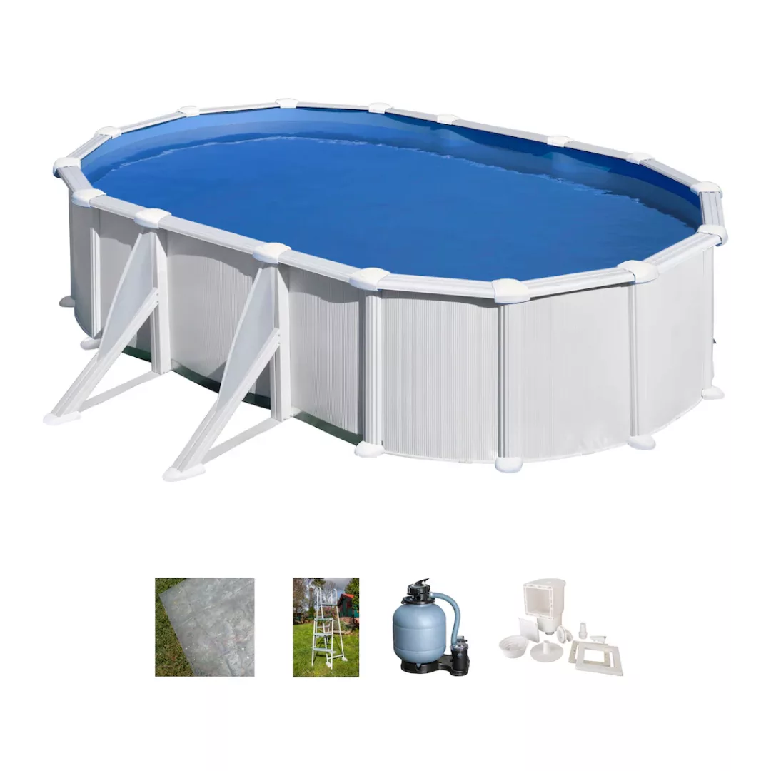 Gre Stahlwand-Pool Atlantis 500 cm x 300 cm x 132 cm Oval Weiß günstig online kaufen