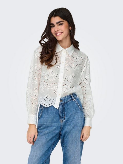 ONLY Blusenshirt Bluse lockeres Muschelsaum Hemd 7422 in Weiß günstig online kaufen
