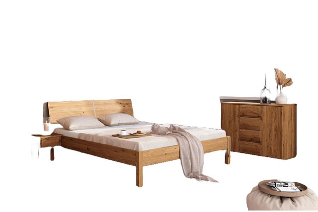 Natur24 Einzelbett Bett Bento 9 Sonderlänge 140x220 Wildeiche Holzkopfteil günstig online kaufen