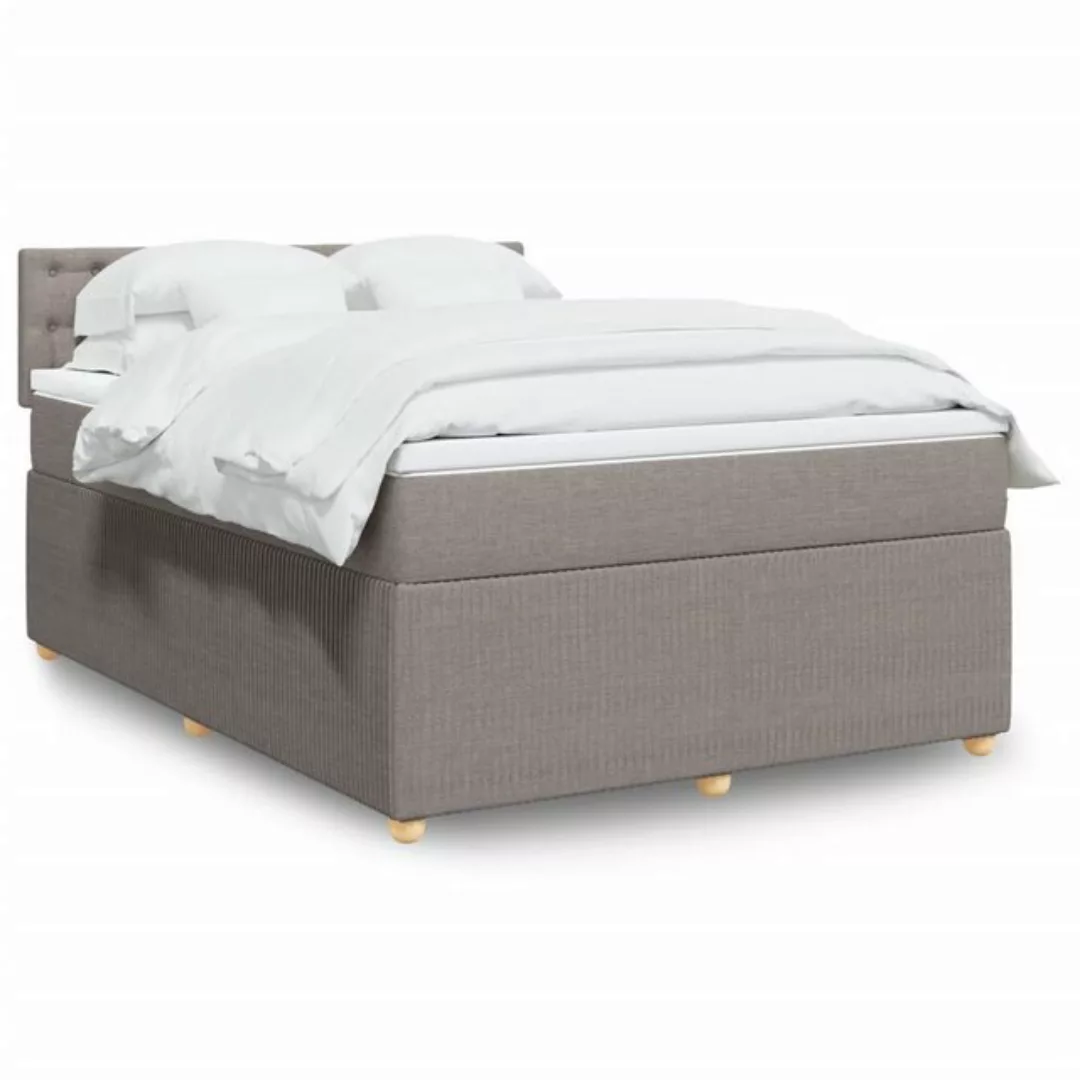 vidaXL Boxspringbett, Boxspringbett mit Matratze Taupe 140x200 cm Stoff günstig online kaufen