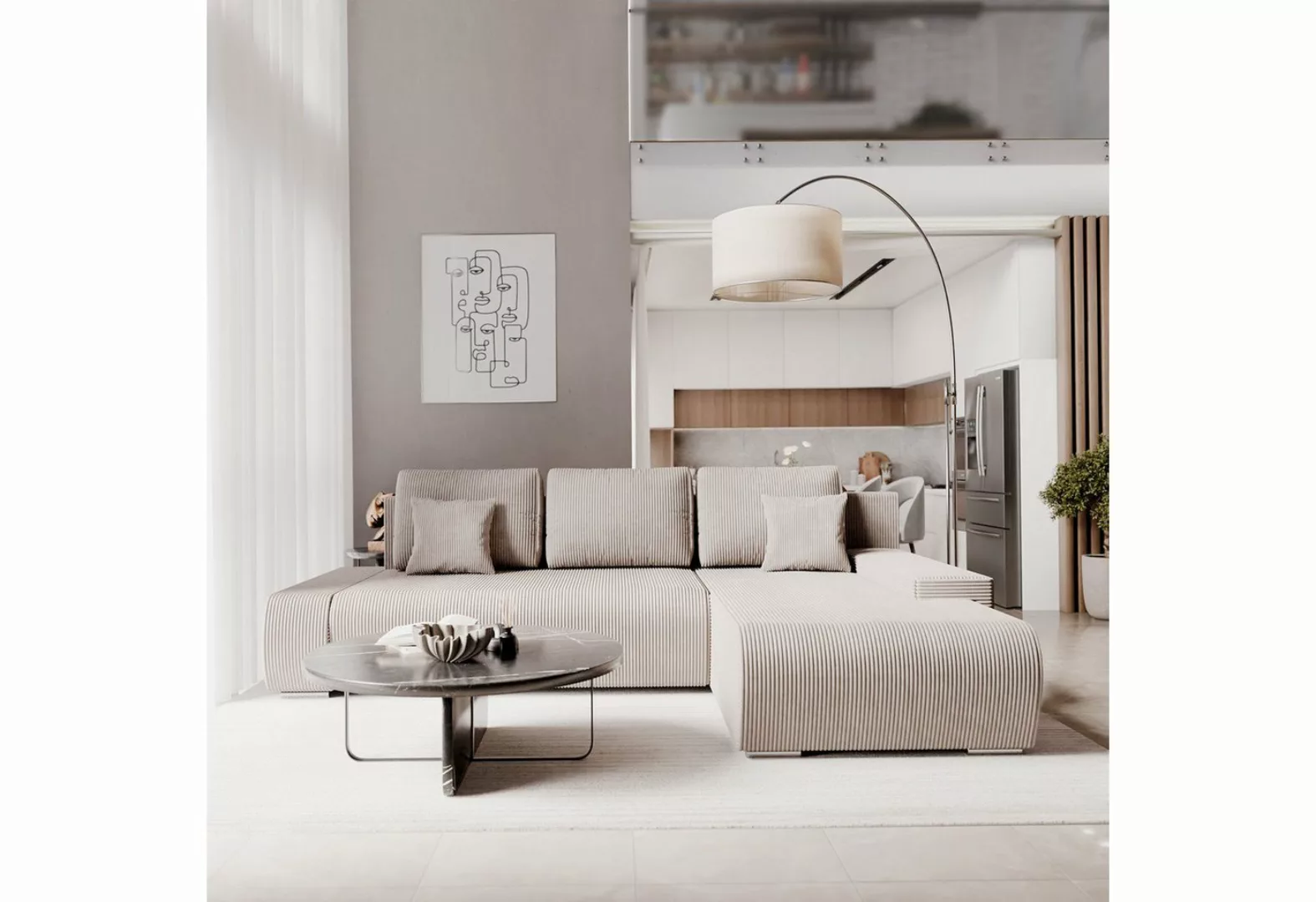 Juskys Ecksofa Iseo, modern, L-Form, Schlaffunktion, bequem, samtig wie Cor günstig online kaufen