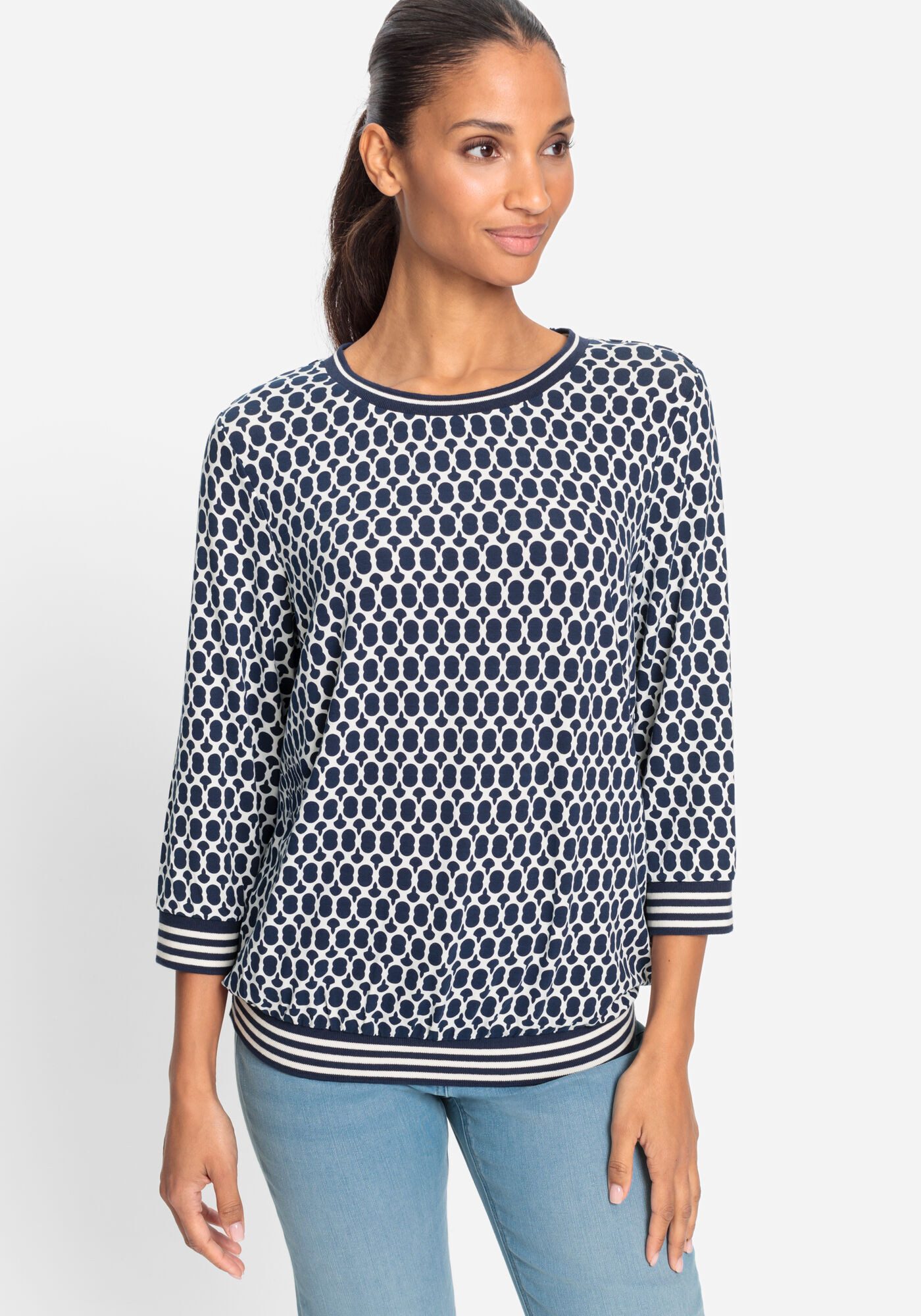 Olsen Rundhalsshirt (1-tlg) Mit gestreiftem Gummizug günstig online kaufen