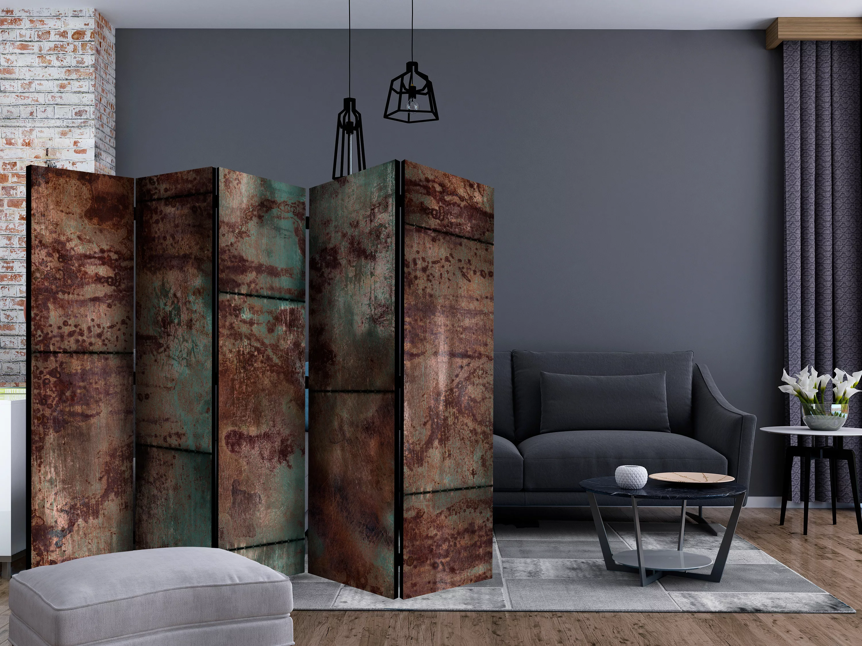 5-teiliges Paravent - Dark Metal Sheet Ii [room Dividers] günstig online kaufen