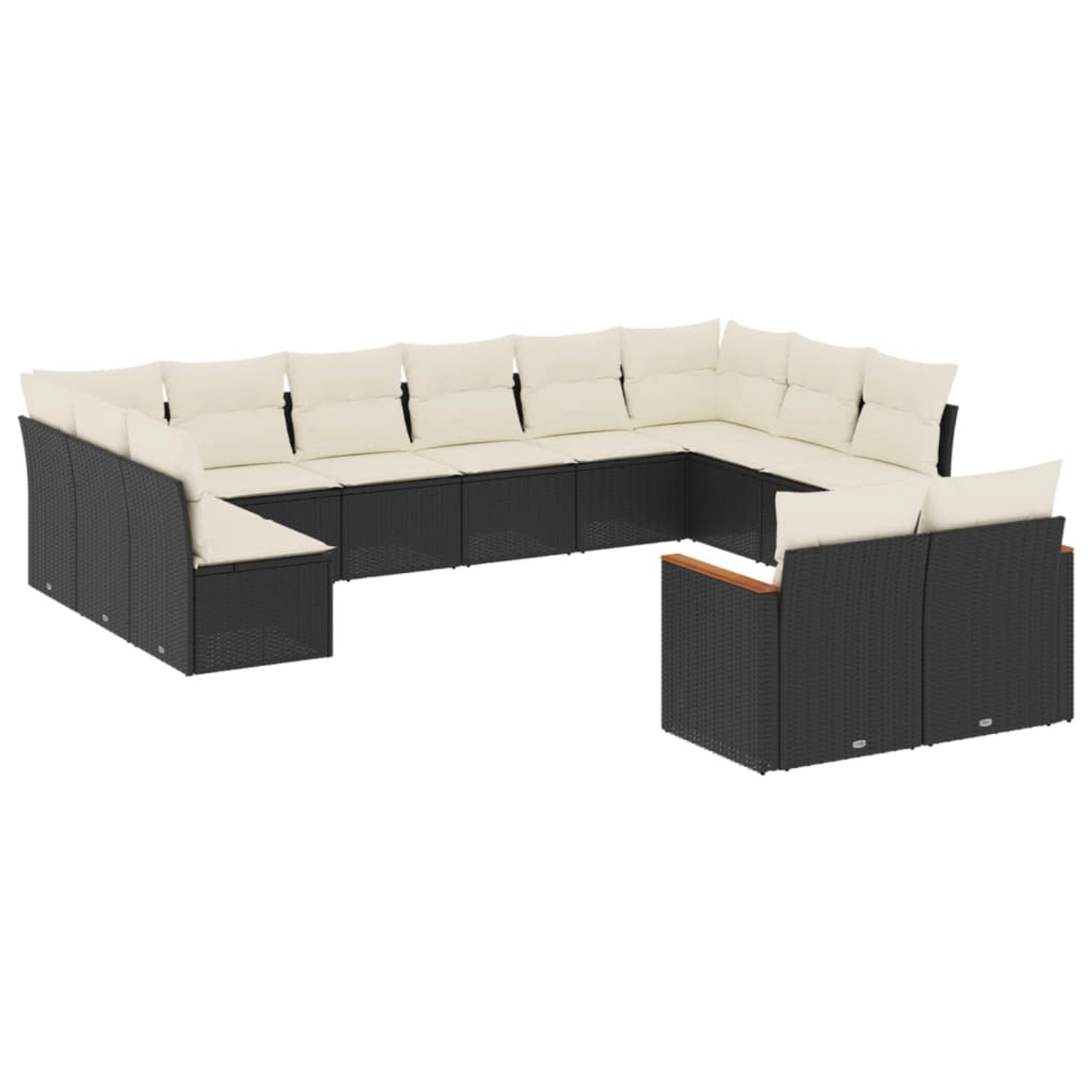 vidaXL 12-Tlg Garten-Sofagarnitur mit Kissen Schwarz Poly Rattan 3226441 günstig online kaufen