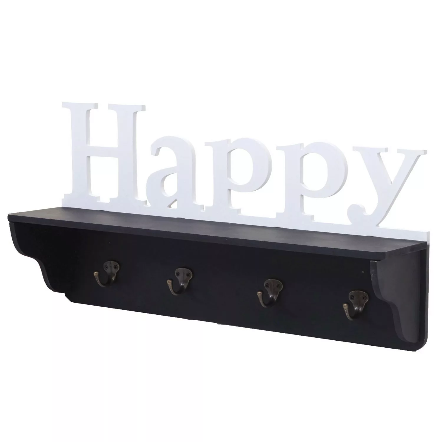 MCW Wandgarderobe D41 Happy 4 Haken Schwarz/weiß günstig online kaufen