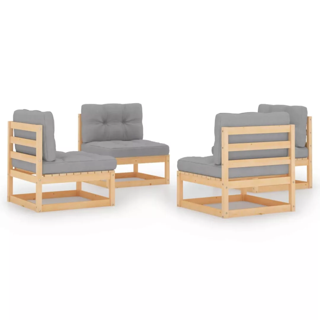 4-tlg. Garten-lounge-set Mit Kissen Kiefer Massivholz günstig online kaufen