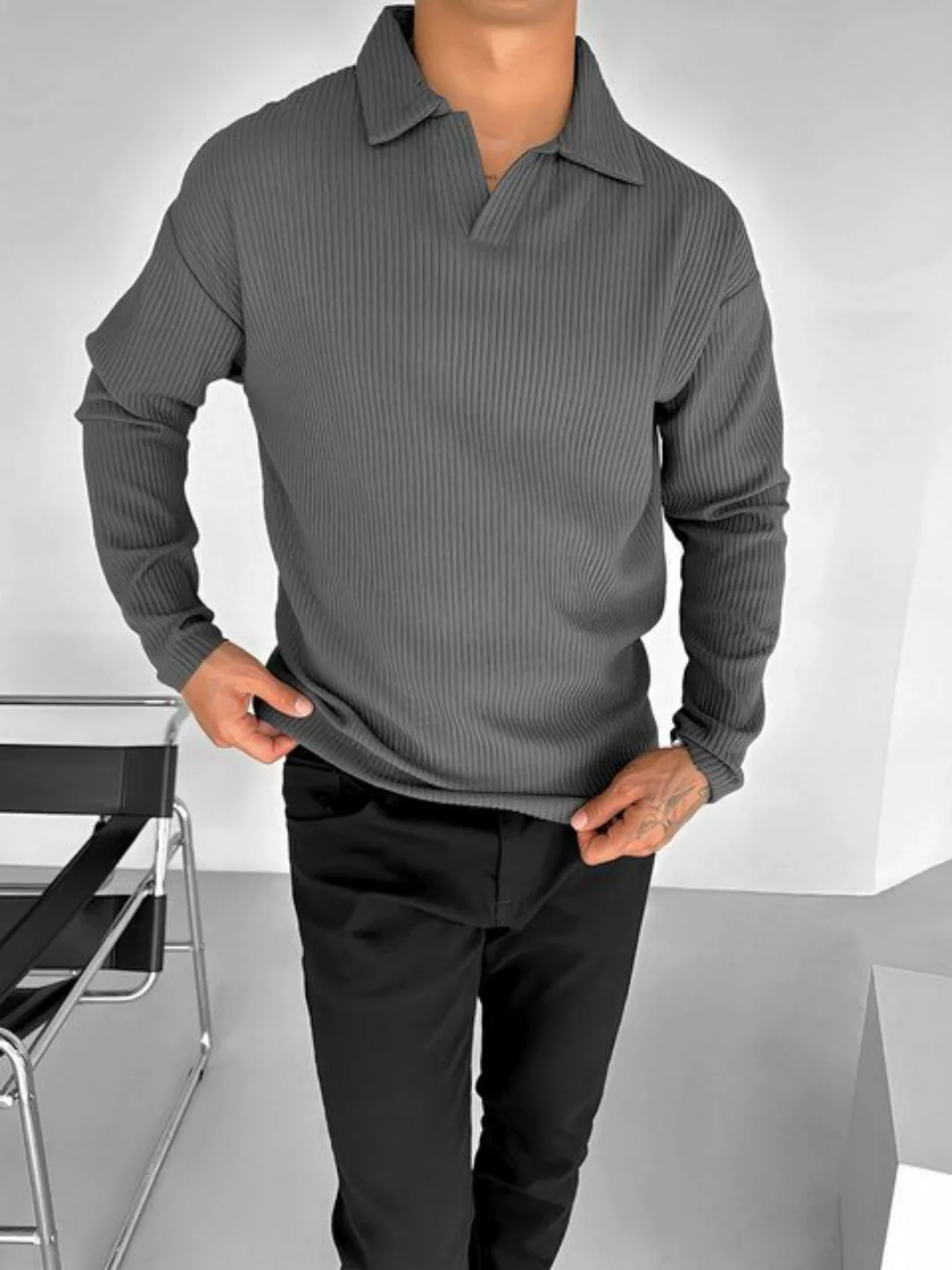 Abluka Strickpullover Gerippter Polopullover – Zeitloser Stil für jeden Tag günstig online kaufen