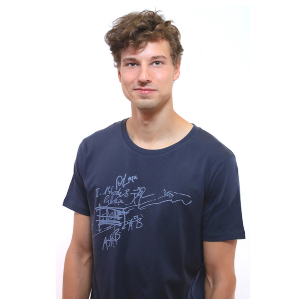 T-shirt "Akkorde", Siebdruck, Dunkelblau, Rundhals, Kurzärmlig, Siebdruck, günstig online kaufen
