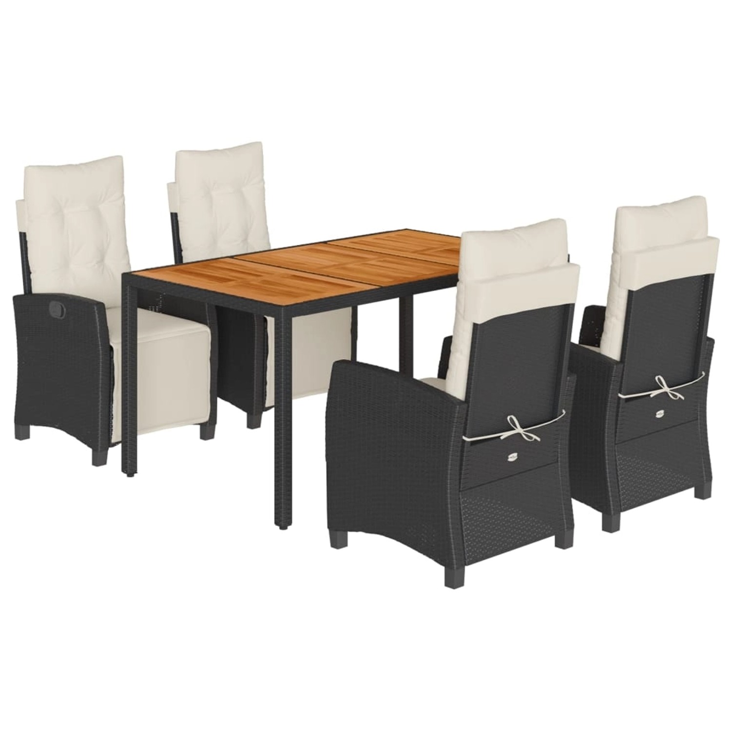 vidaXL 5-Tlg Garten-Essgruppe mit Kissen Schwarz Poly Rattan 3212902 günstig online kaufen