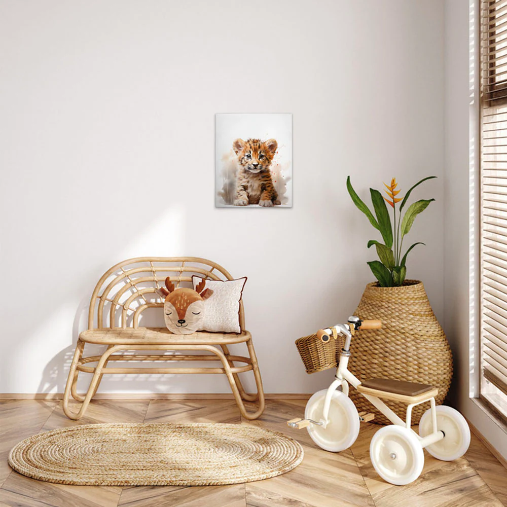 A.S. Création Leinwandbild "Baby Cheeta - Wandbild Weiß Beige Braun Keilrah günstig online kaufen