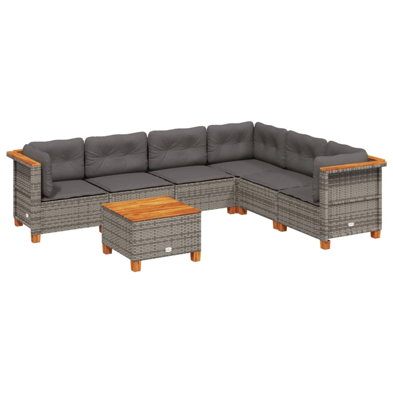 vidaXL 7-Tlg Garten-Sofagarnitur mit Kissen Grau Poly Rattan 3261864 günstig online kaufen