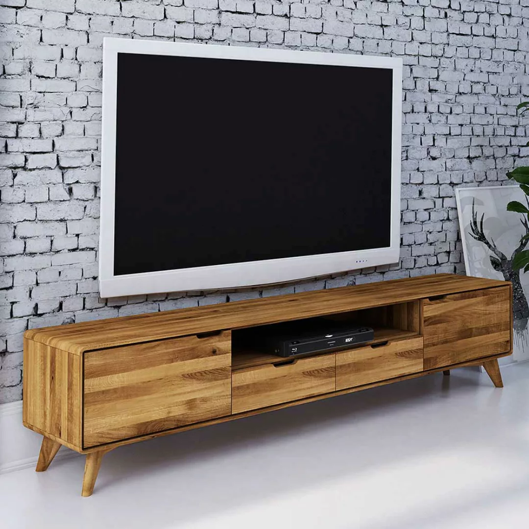 TV Board aus Wildeiche Massivholz 220 cm breit günstig online kaufen