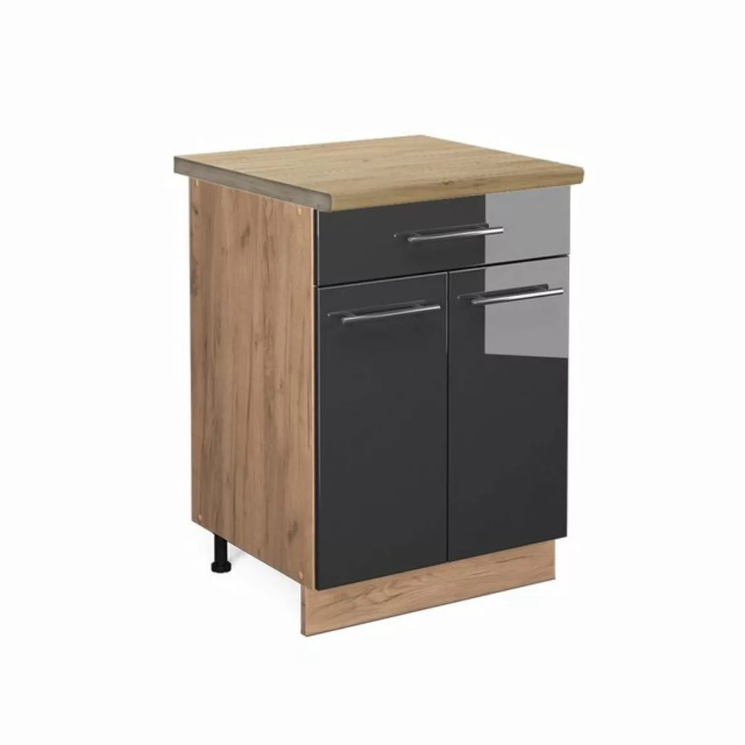 Vicco Unterschrank Fame-Line, Anthrazit Hochglanz/Goldkraft Eiche, 60 cm mi günstig online kaufen