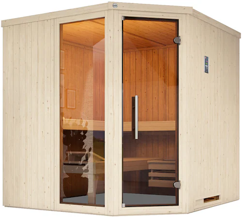 weka Sauna »Element-Ecksauna VARBERG 3«, vorgefertigte Elemente, moderne Ga günstig online kaufen