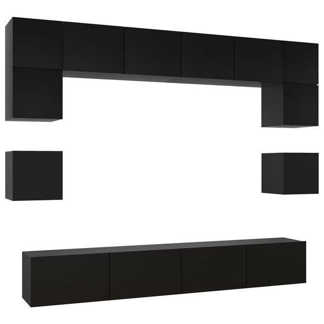 vidaXL TV-Schrank 8-tlg. TV-Schrank-Set Schwarz Holzwerkstoff (1-St) günstig online kaufen