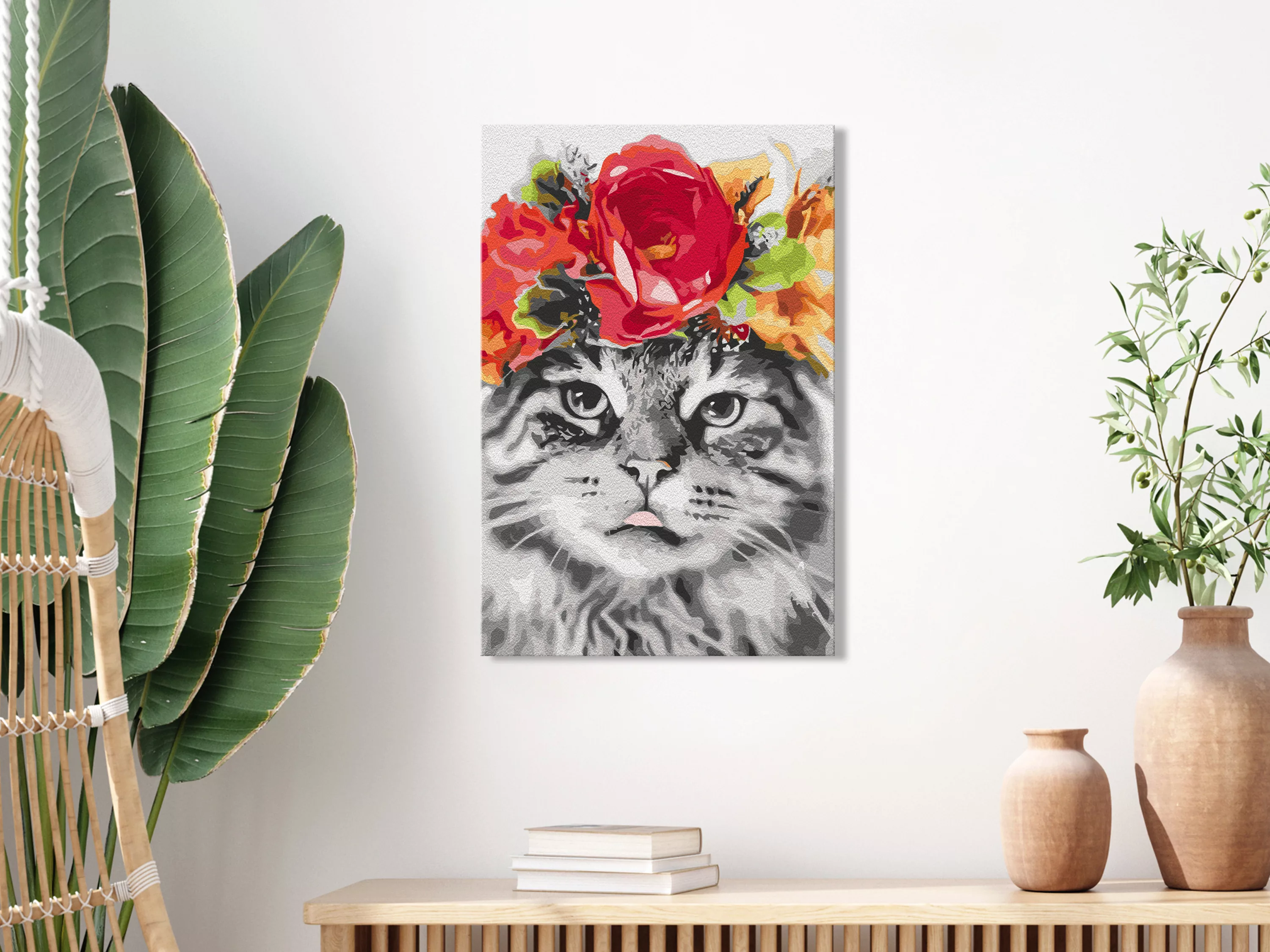 Malen Nach Zahlen - Cat With Flowers günstig online kaufen