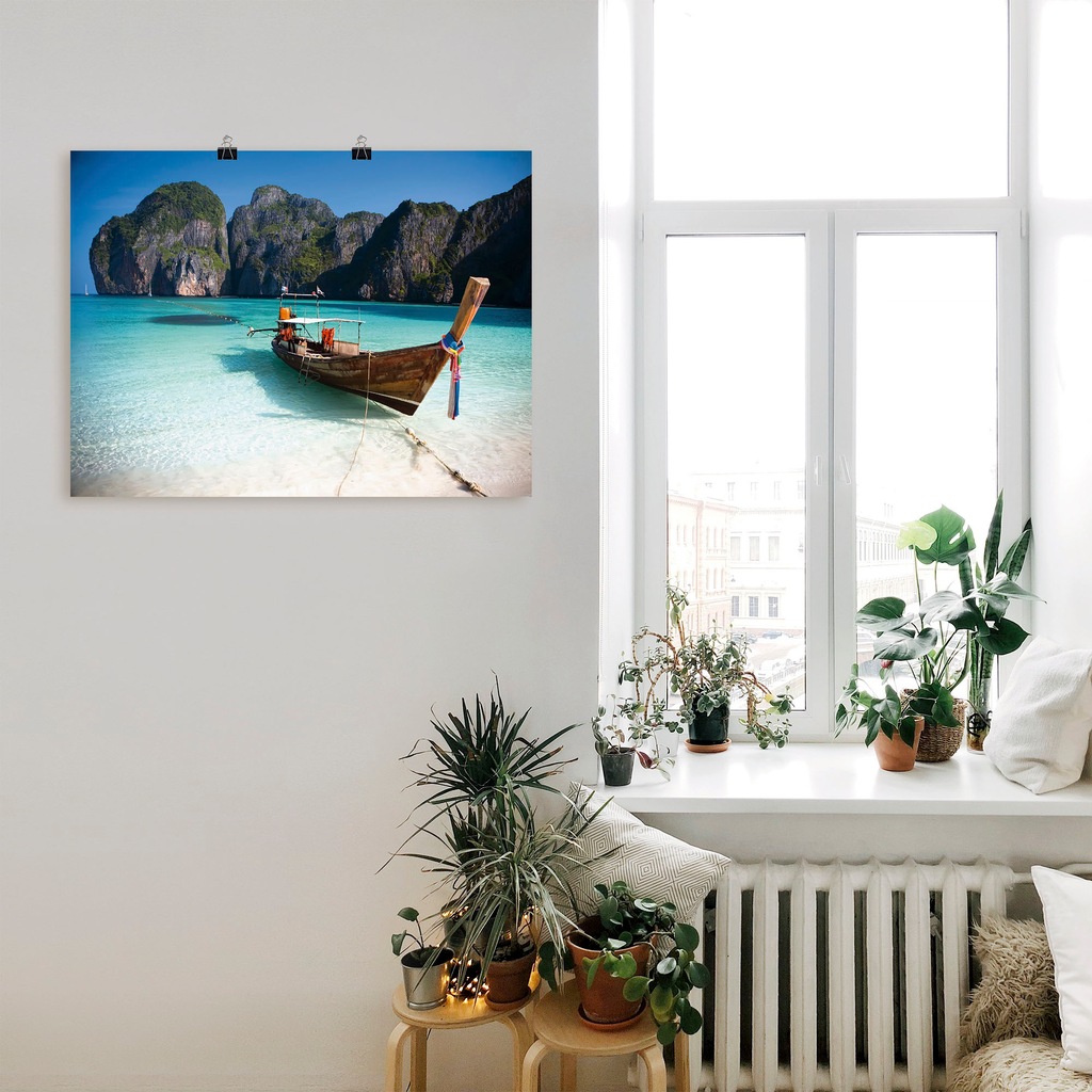 Artland Wandbild "Maya Bay, Koh Phi Phi Leh, Thailand", Boote & Schiffe, (1 günstig online kaufen