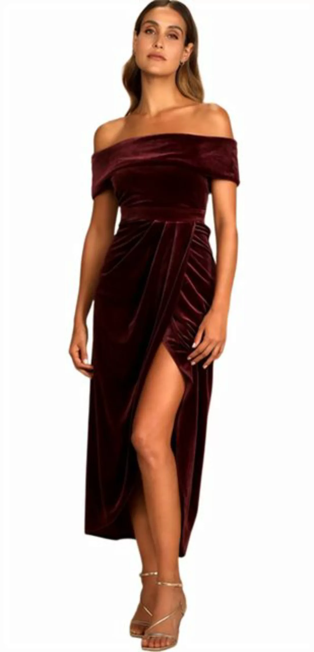 ZWY Abendkleid Einschultriges, einfarbiges Damenkleid mit seitlichem Schlit günstig online kaufen