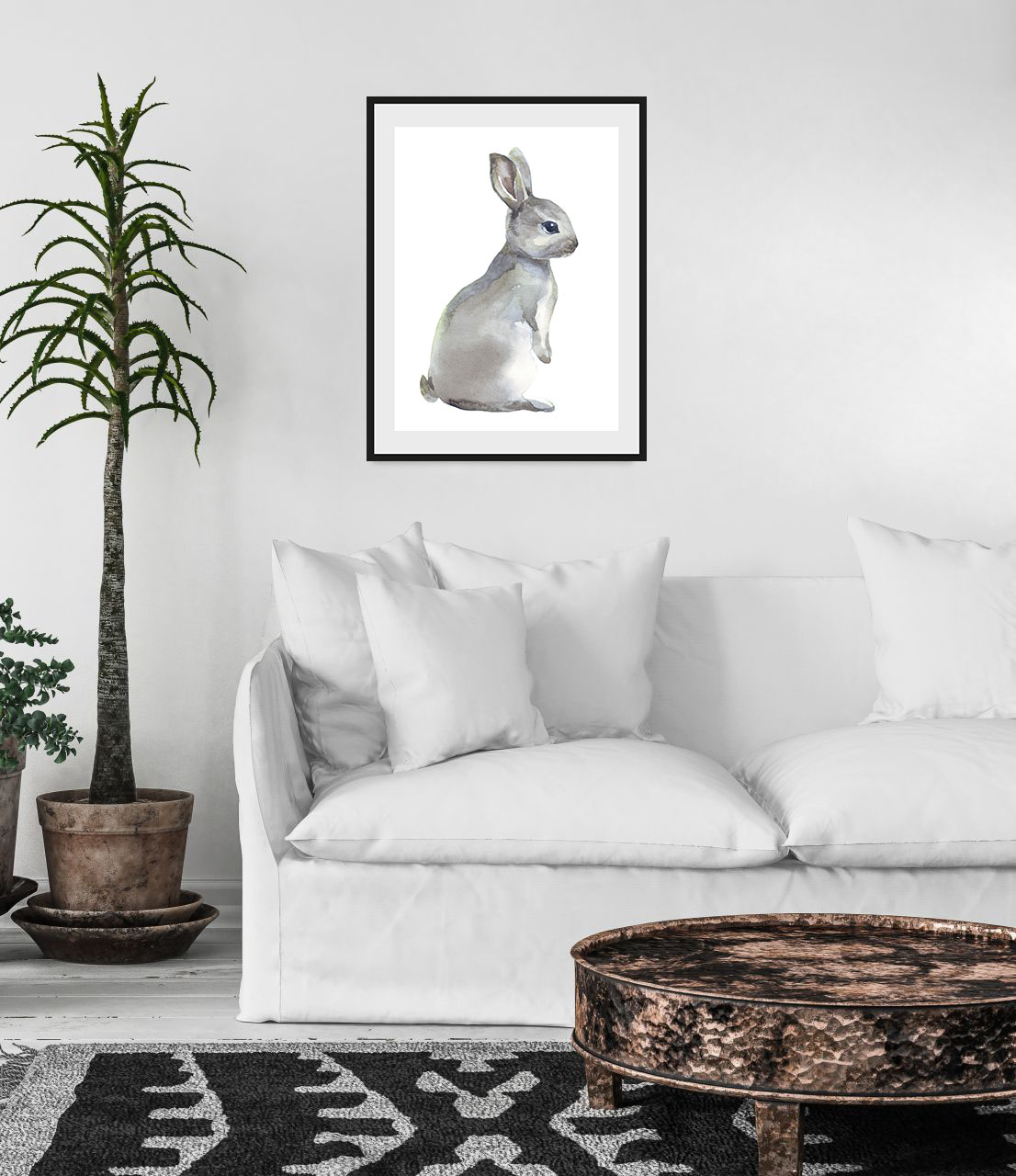 queence Bild "Millie", Hase-Hasen-Schwarz-Weiß-Kunst-Haustiere, (1 St.), HD günstig online kaufen