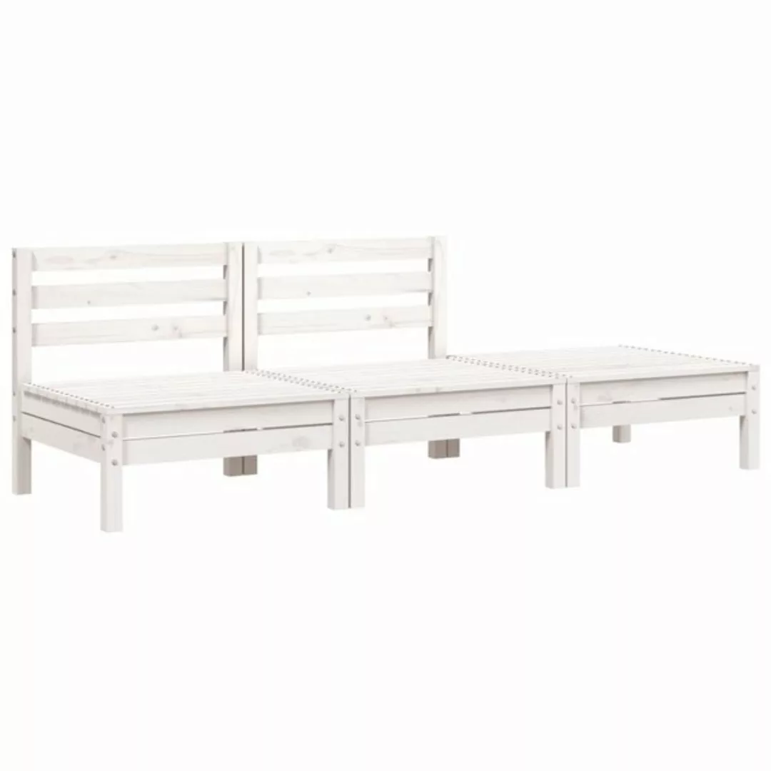 vidaXL Sofa, Gartensofa 3-Sitzer Weiß Massivholz Kiefer günstig online kaufen