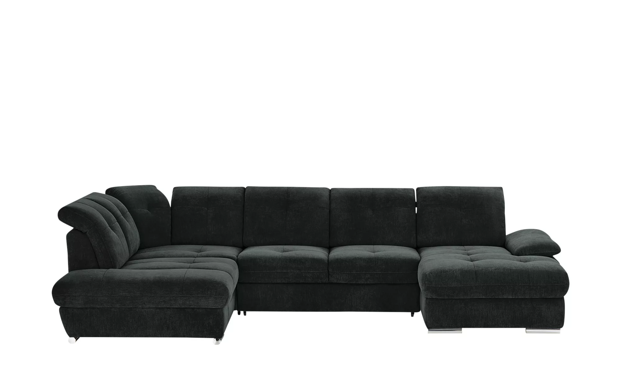 Wohnlandschaft mit Funktion - schwarz - 377 cm - 246 cm - Polstermöbel > So günstig online kaufen