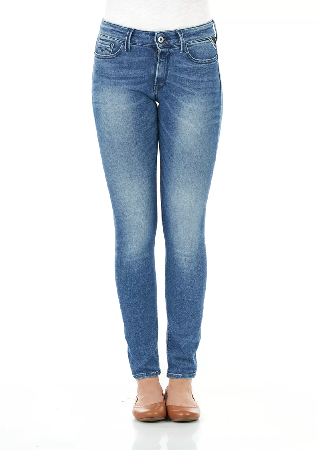 Replay Damen Jeans New Luz - Skinny Fit - Blau - Medium Blue Denim günstig online kaufen