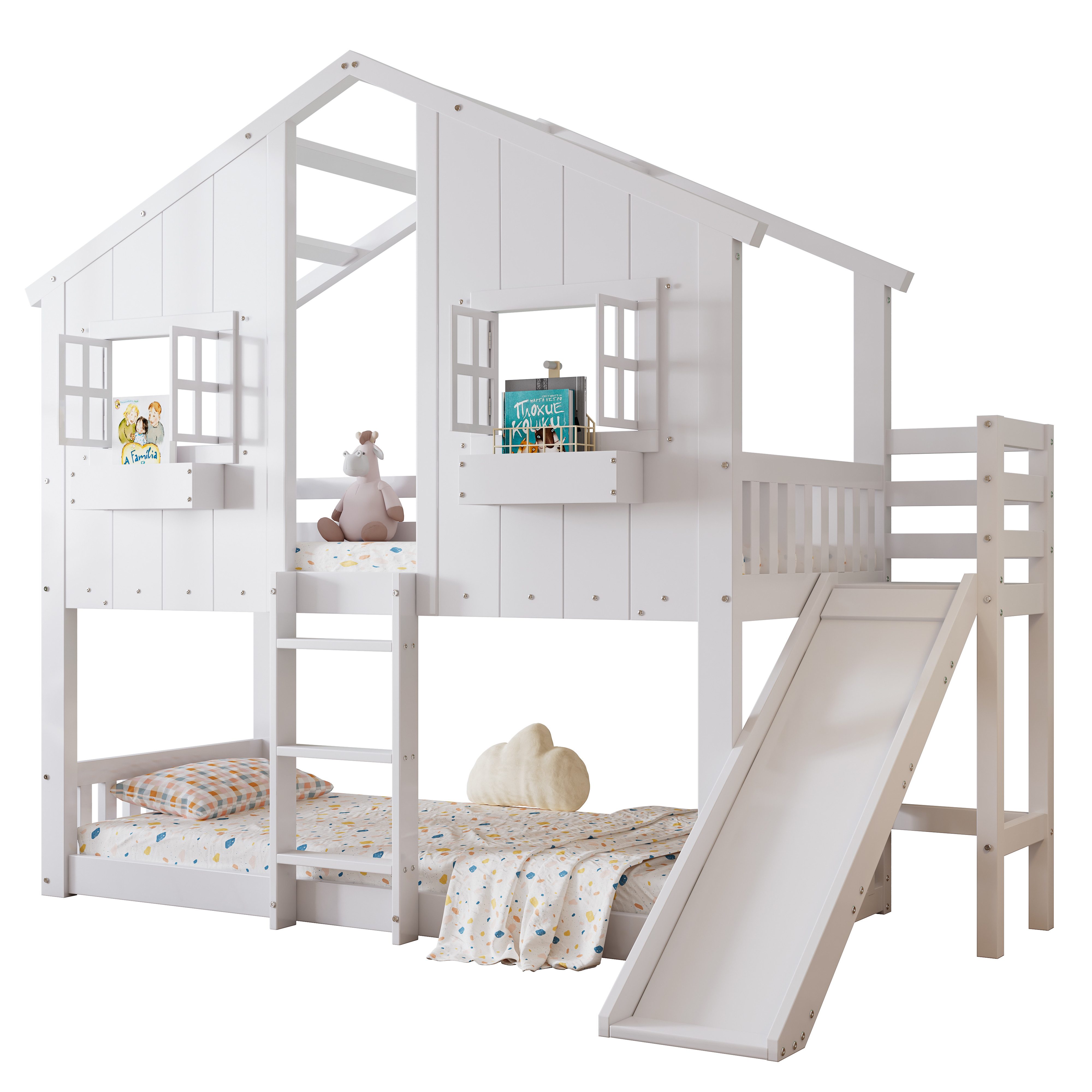 OKWISH Etagenbett Kinderbett,Funktionsbett,Doppelbett,mit Rutsche (Etagenbe günstig online kaufen