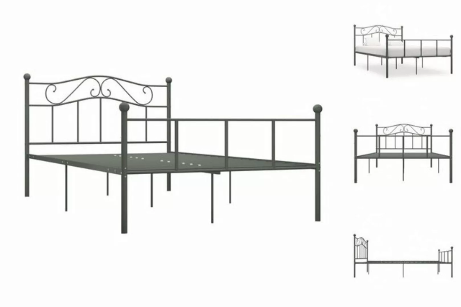 vidaXL Bettgestell Bettgestell Grau Metall 140200 cm Bett Bettrahmen Bettge günstig online kaufen