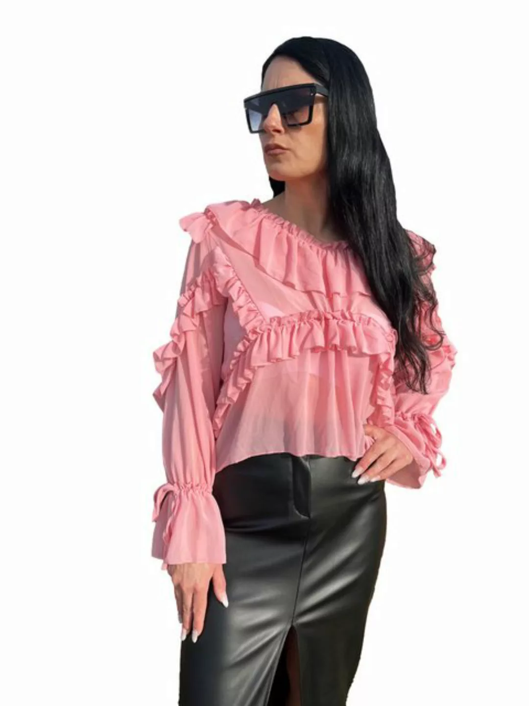 Lelü Fashion Rüschenbluse Rüschenbluse rosa günstig online kaufen